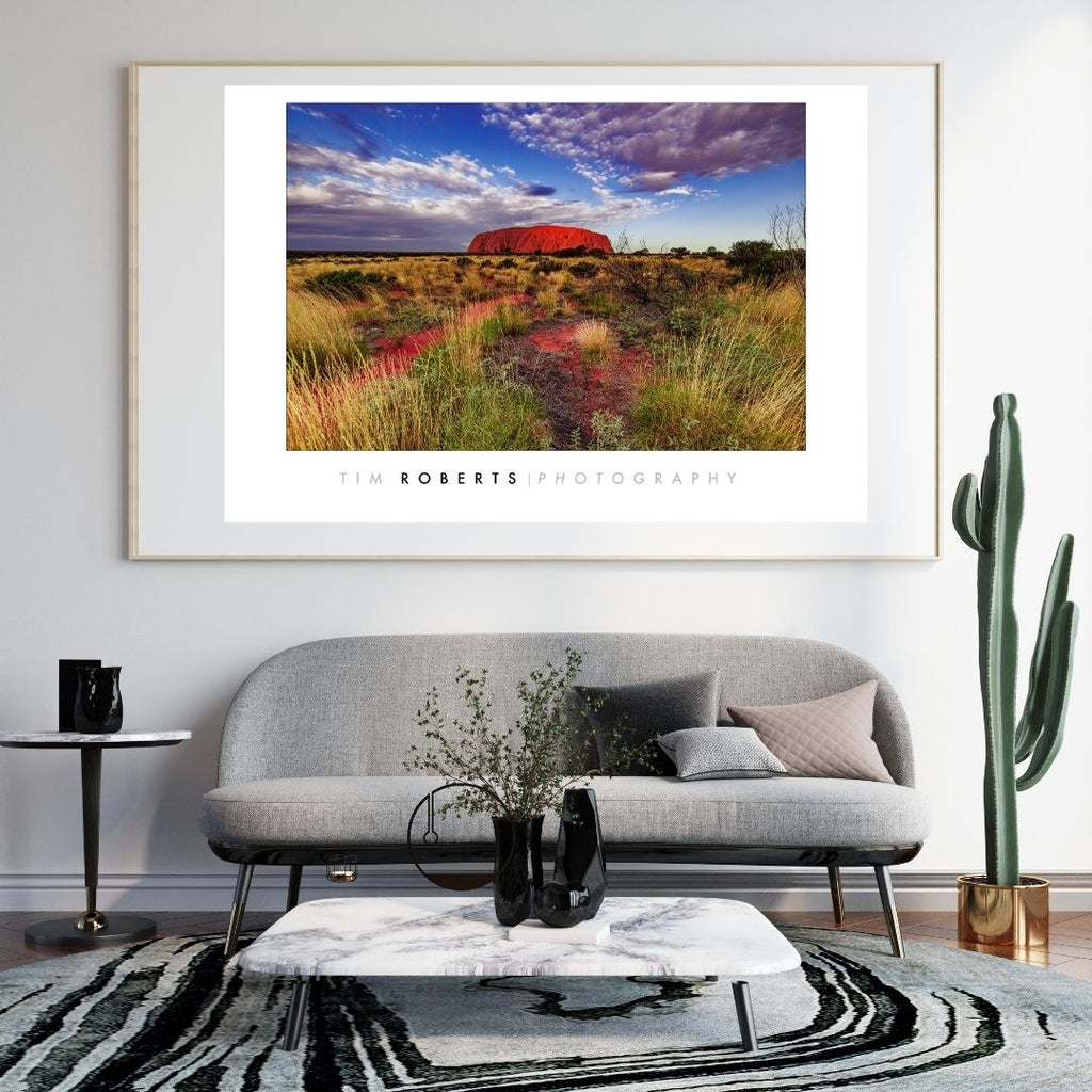 The Rock:  Uluru: Vibrant Outback Majesty: Uluru Fine Art Poster – The Rock in Vivid Hues