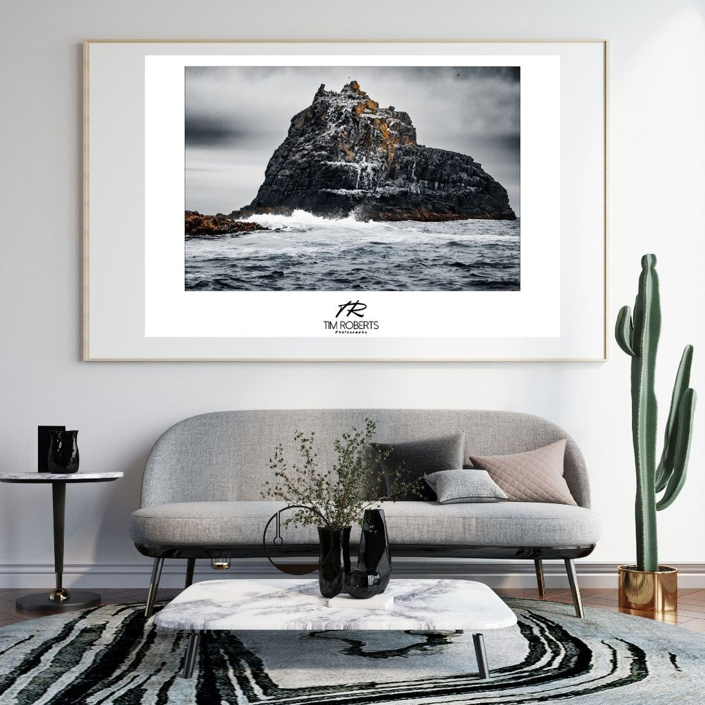 Australia's Southern Most Point: Dramatic Coastal Fine Art Poster – Vivid Orange & Grey Landscape Print, Available in Multiple Sizes