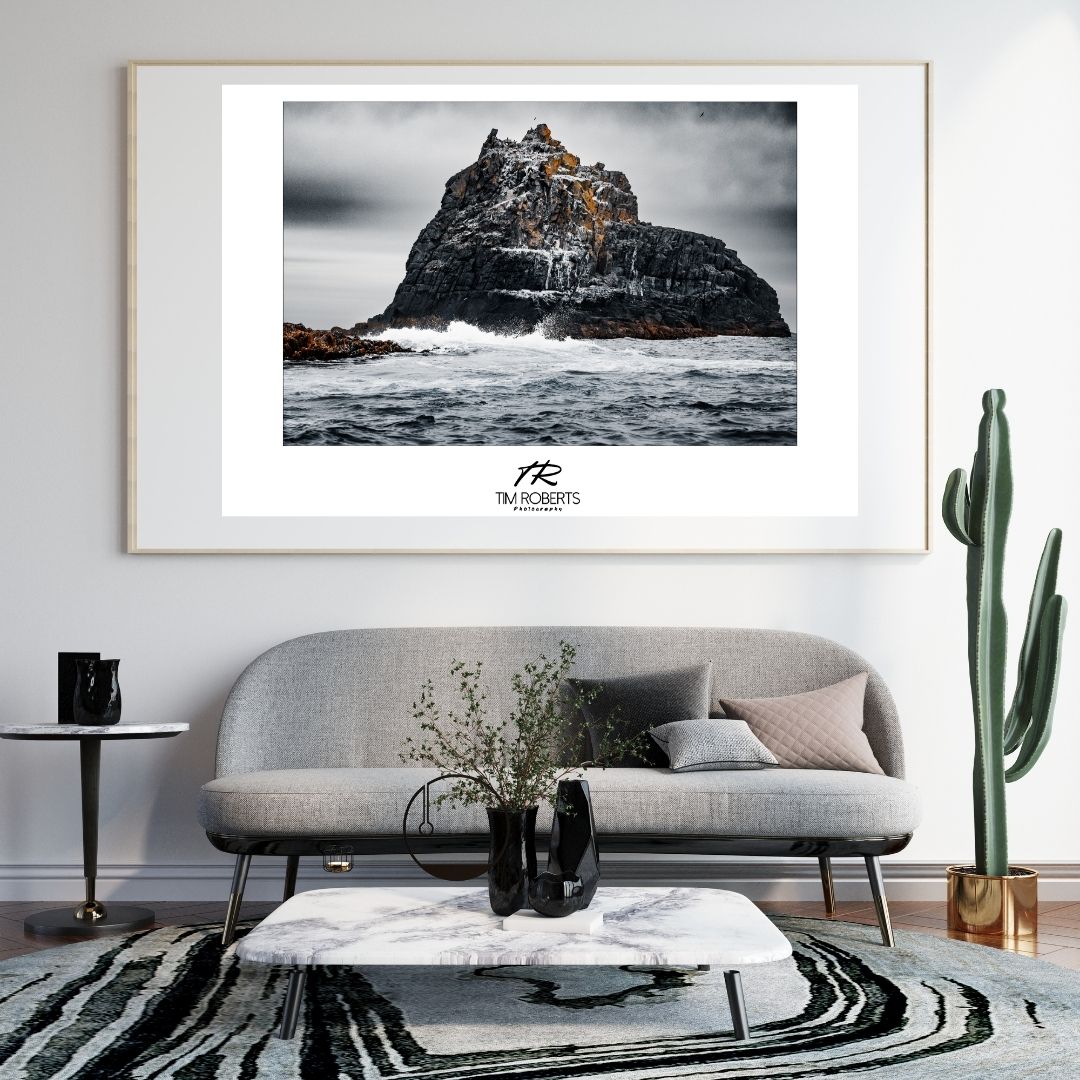 Australia's Southern Most Point: Dramatic Coastal Fine Art Poster – Vivid Orange & Grey Landscape Print, Available in Multiple Sizes
