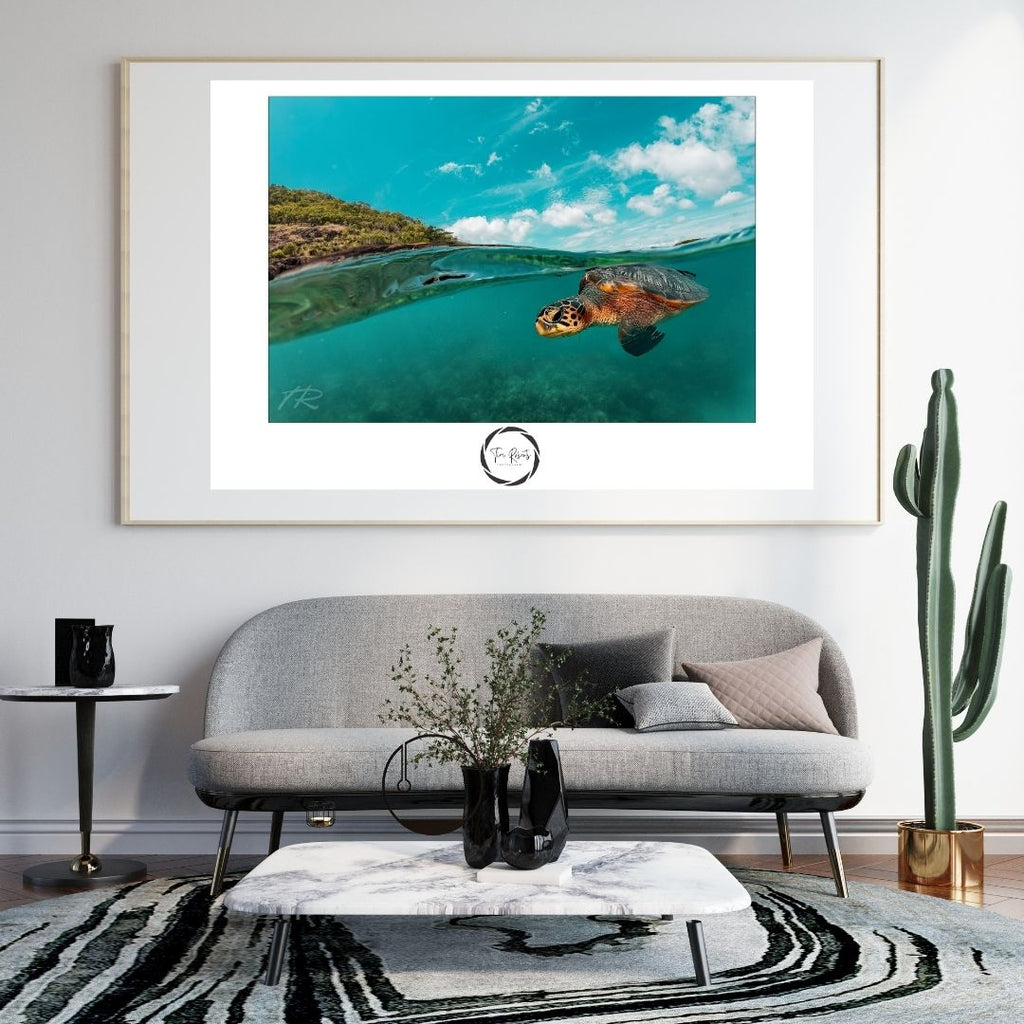 Serene Ocean Turtle Fine Art Poster - Vivid Marine Life Print in Multiple Sizes