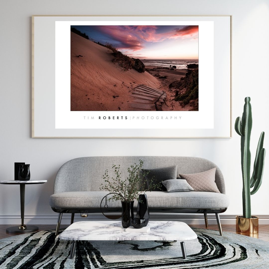 Fine Art Poster: Sand Bound Steps Beach Scene Robe South Australia - Giclée Print
