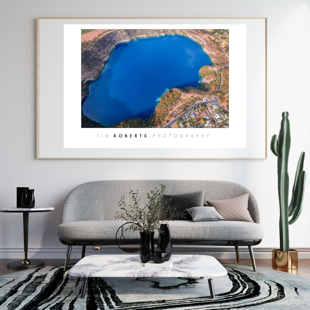 Big Blue Lake Aerial View Fine Art Poster – Vivid Landscape Print in Your Choice of Sizes