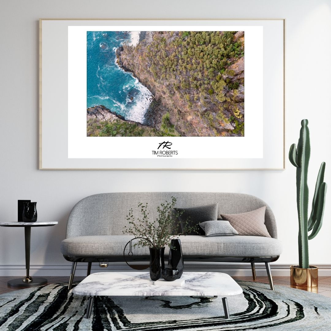Coastal Majesty: Fine Art Poster – Vibrant Azure & Earth Tones for Your Space