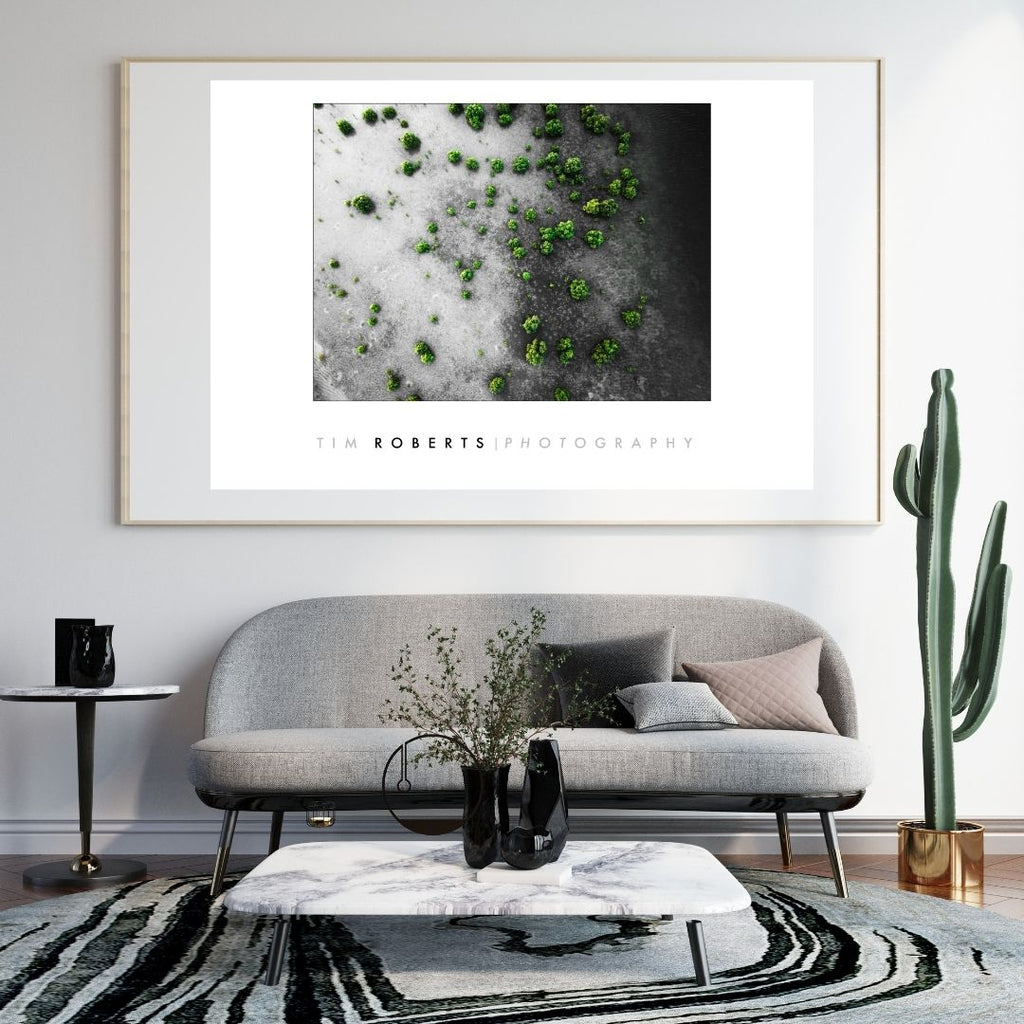 Noosa River: Vibrant Green Oasis Fine Art Poster – A Striking Aerial Landscape Print for Modern Interiors